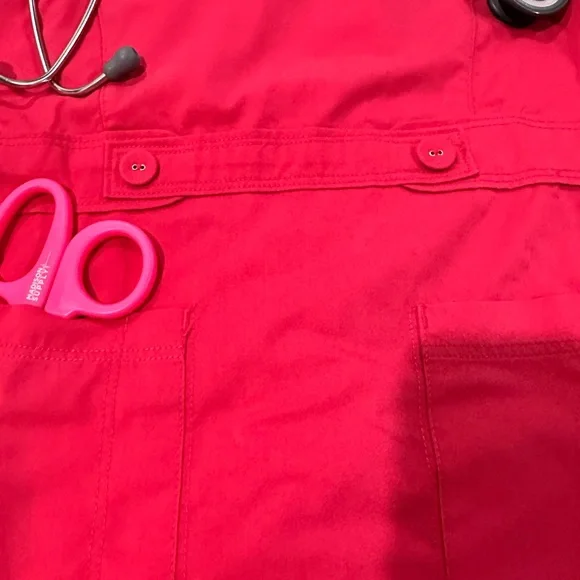 Grey's Anatomy Vibrant Red Scrub Top - Picture 9 of 10